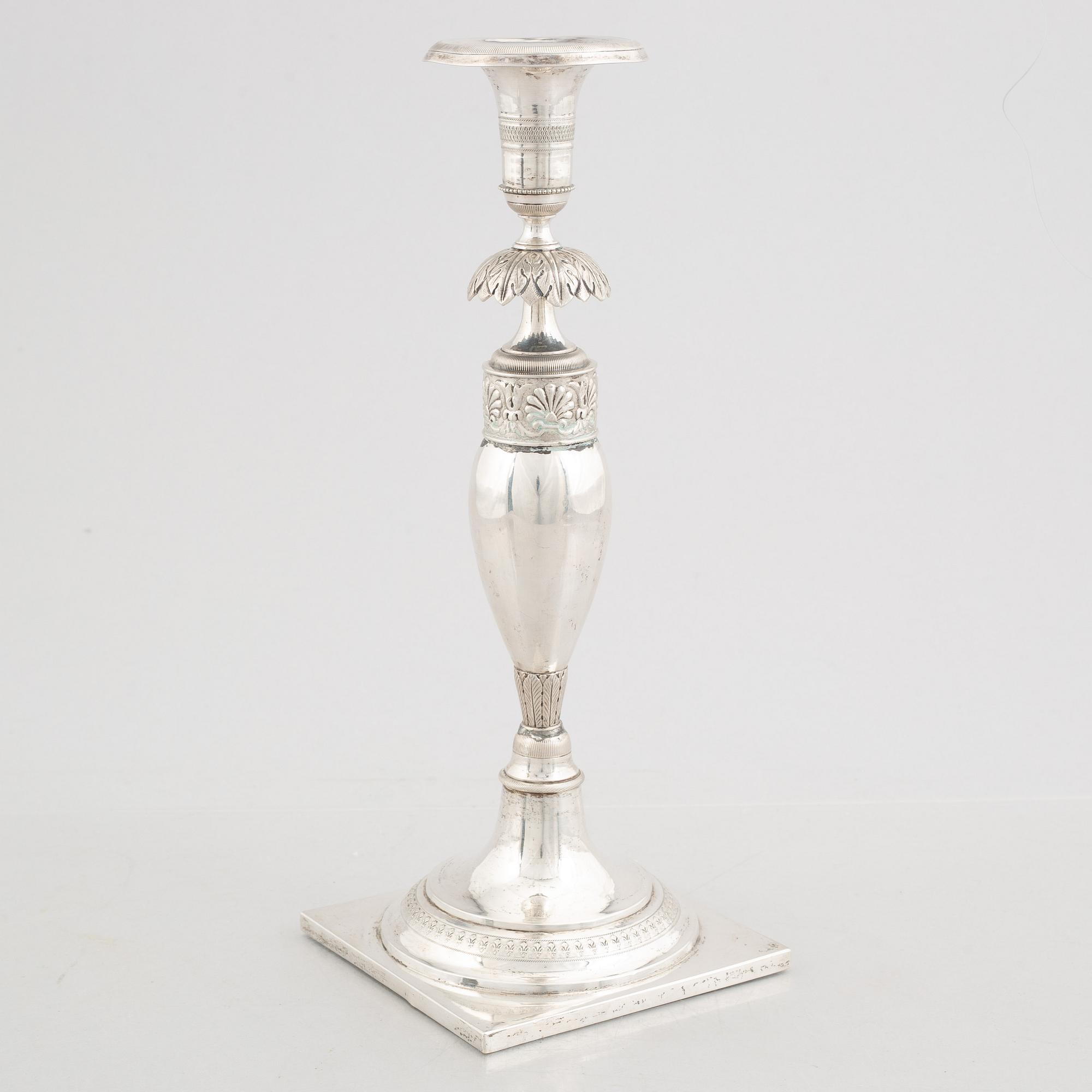 A German silver candlestick, Breslau/Wrocław 1834-1838.