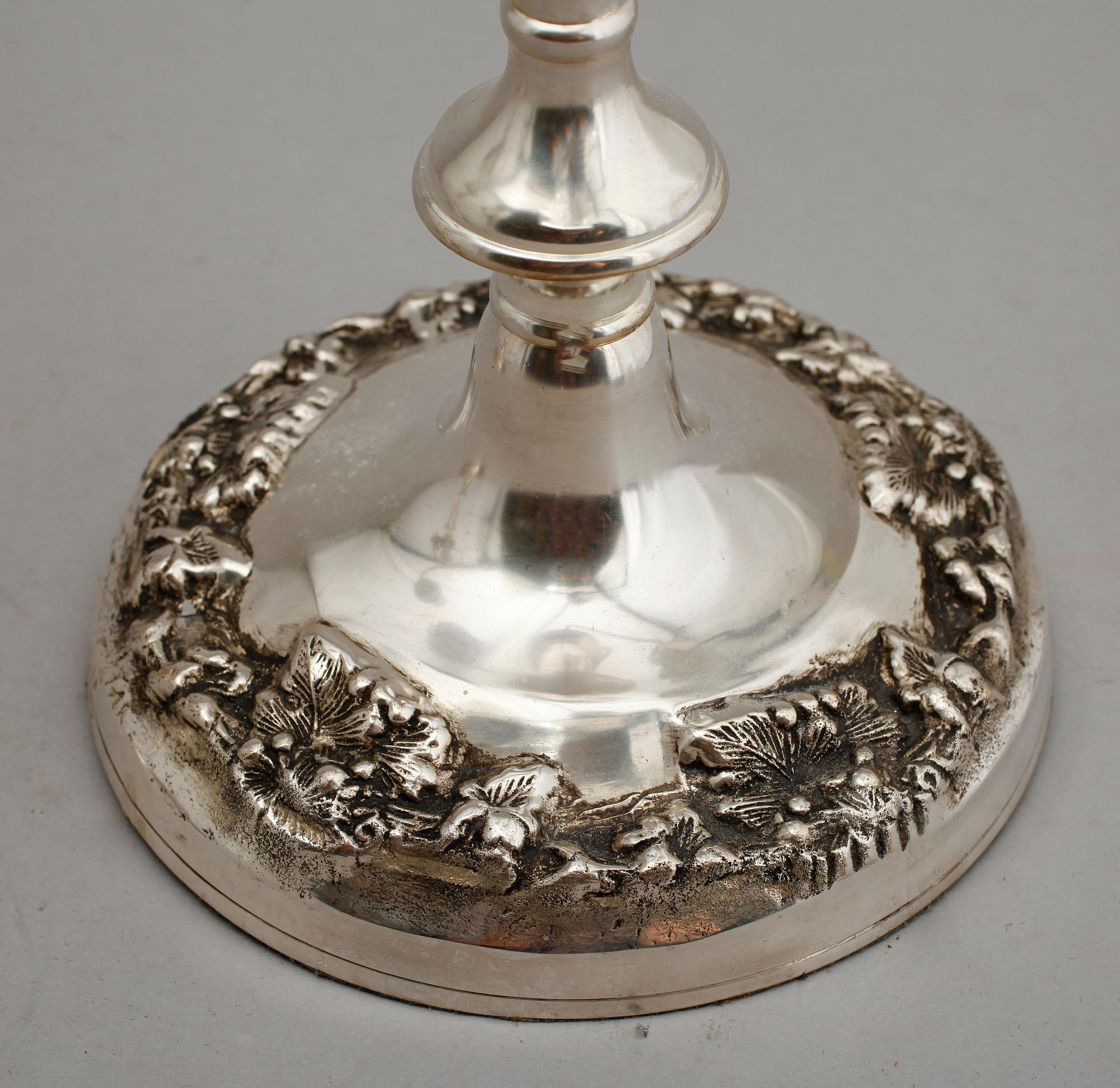 KANDELABRAR, 1 par, nysilver, regencystil, 1900-tal.