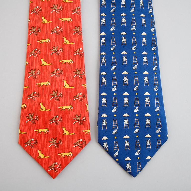 Hermès, four silk ties.