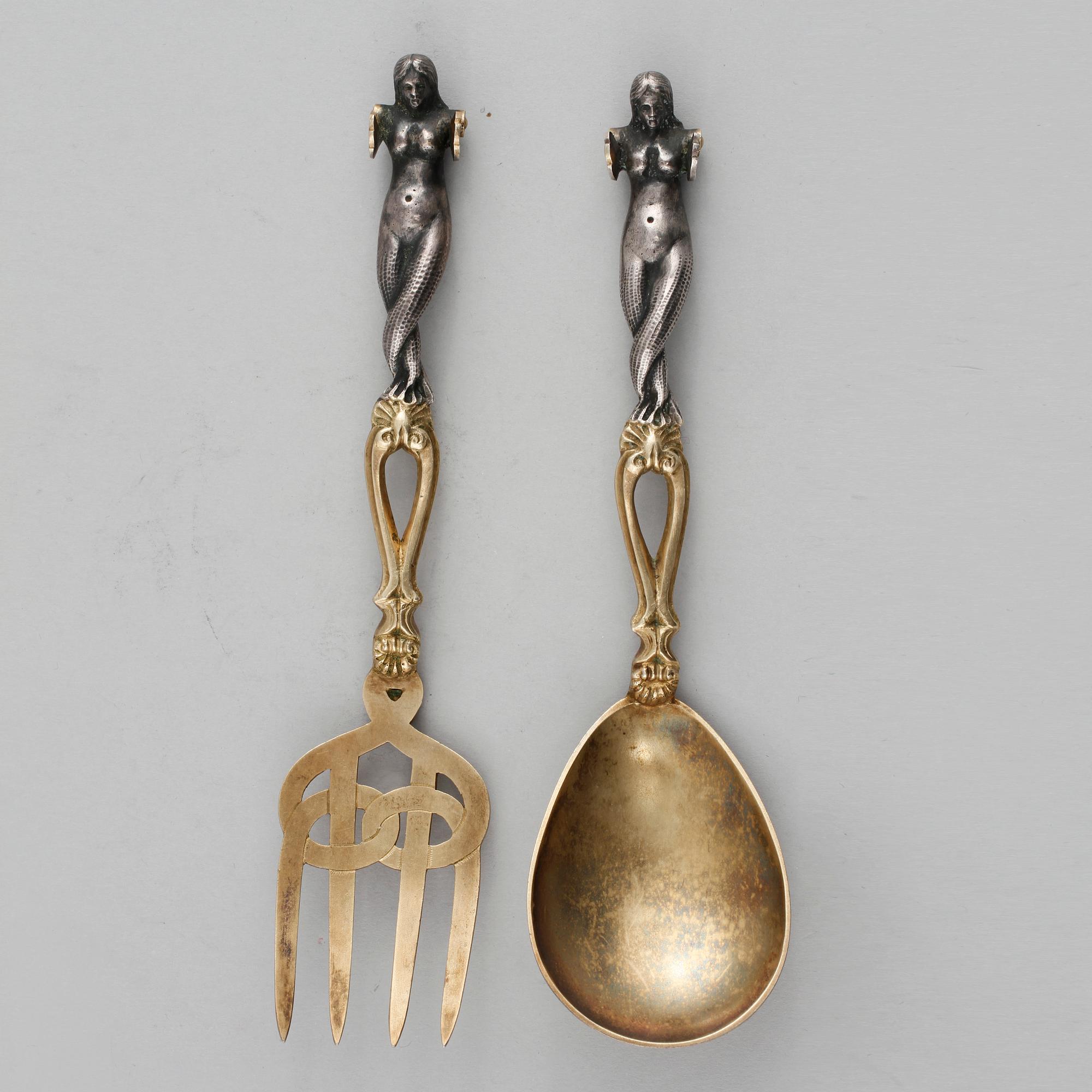 UPPLÄGGNINGSBESTICK, 2 st, silver, Sverige, 1894, vikt 185 g.