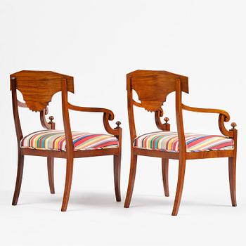 A pair of Swedish Empire armchairs,
