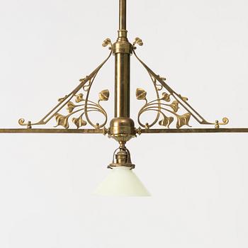 Taklampa, så kallad biljardlampa, jugend, tidigt 1900-tal.