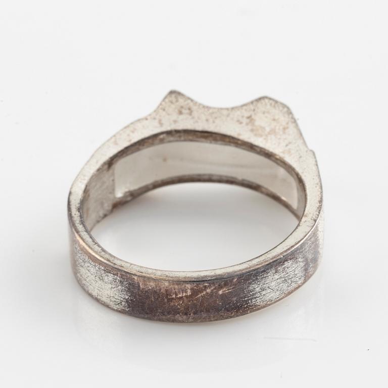 Lapponia, two sterling silver rings and tie ping.