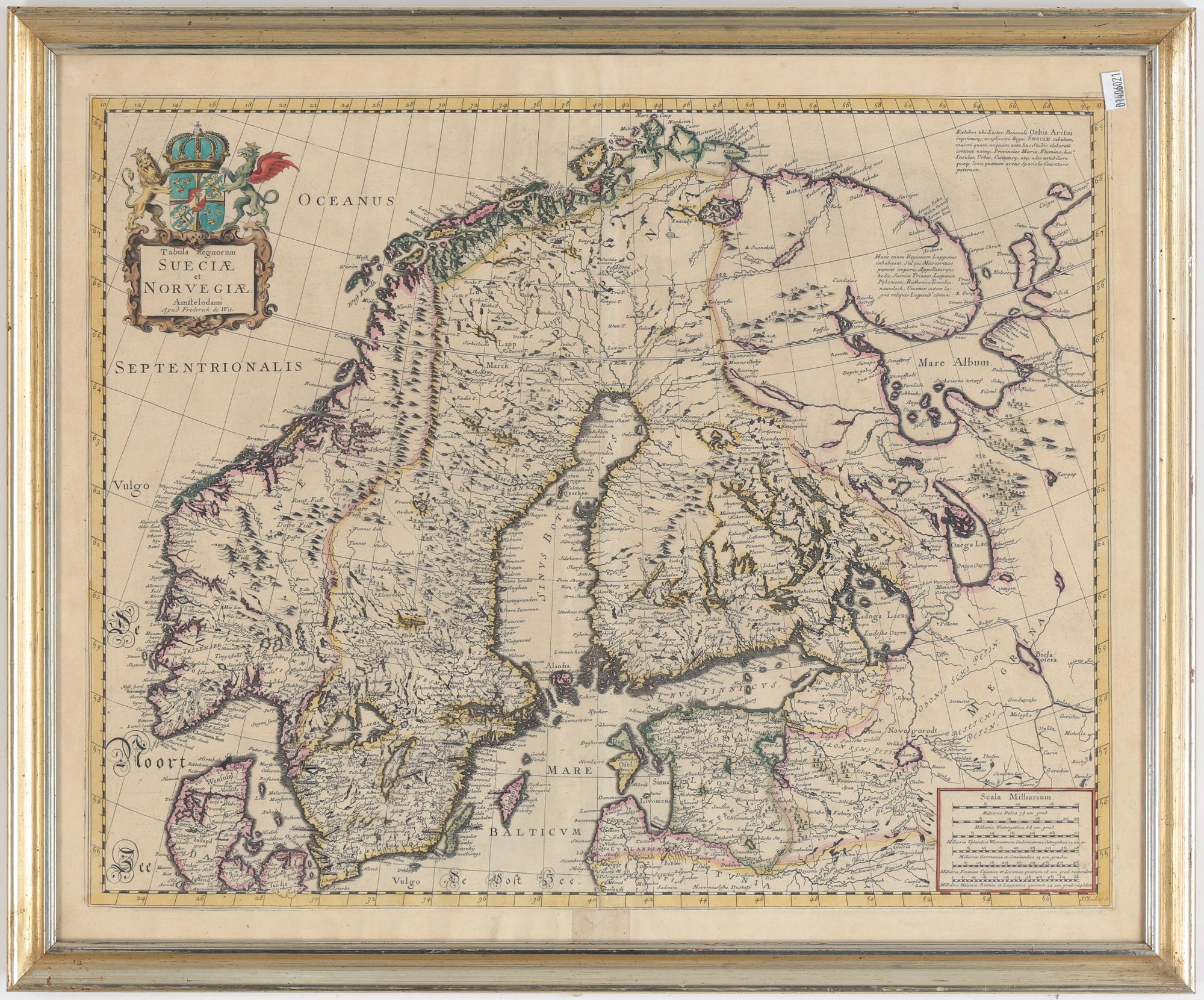 KARTA, "Tabula Regnorum Sueciae et Norvegiae", trol 1600-tal.