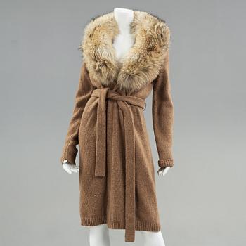 Long cashmere cardigan with fur collar from ralph Lauren.