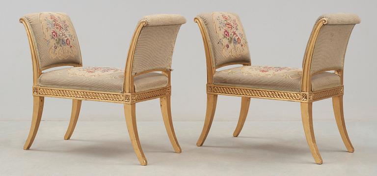 A pair of late Gustavian late 18th century stools.