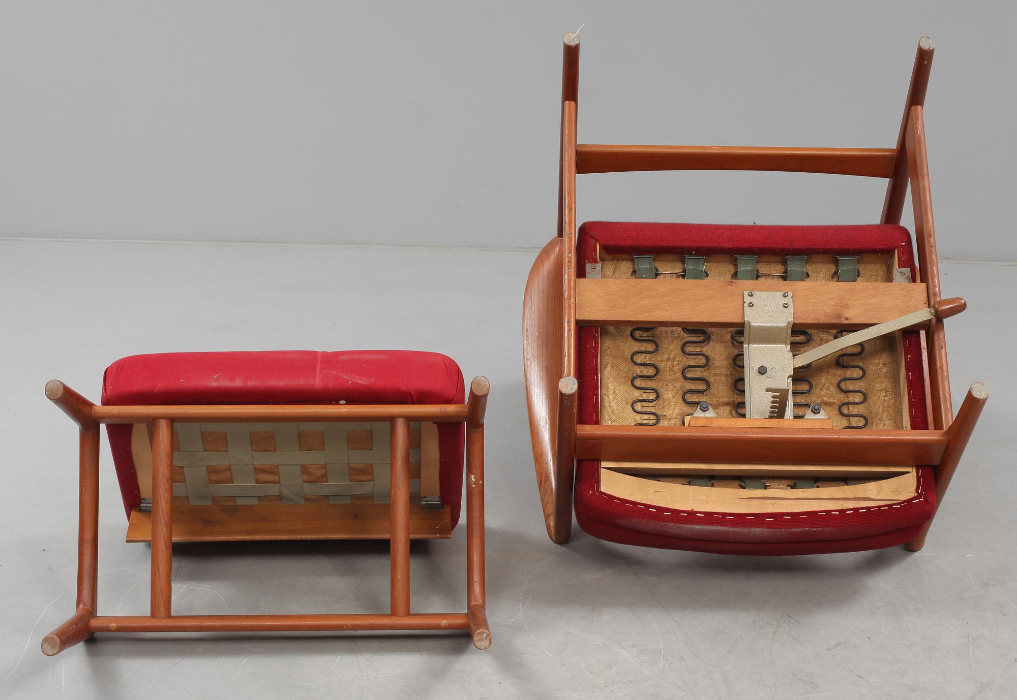 FÅTÖLJ SAMT FOTPALL, "Duxiesta set 4", Folke Ohlsson, Dux, Ljungs industrier AB, Malmö, 1960-tal.