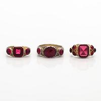 Rings, 3 pcs, silver, glass, Finland, second half of the 19th century.