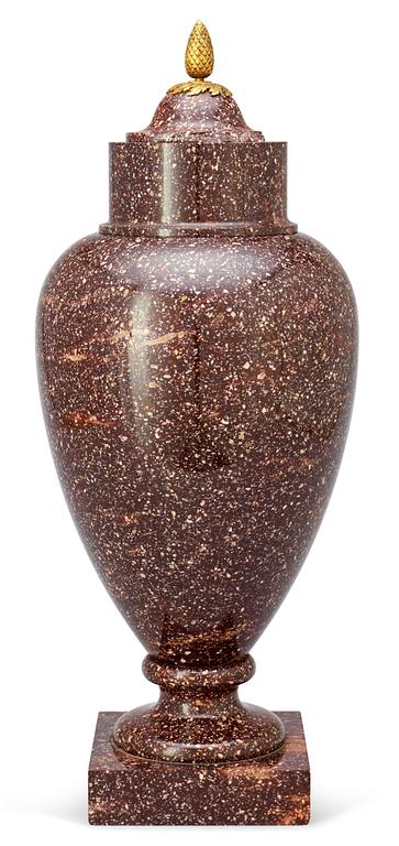 A Swedish early 19th century porphyry urn.