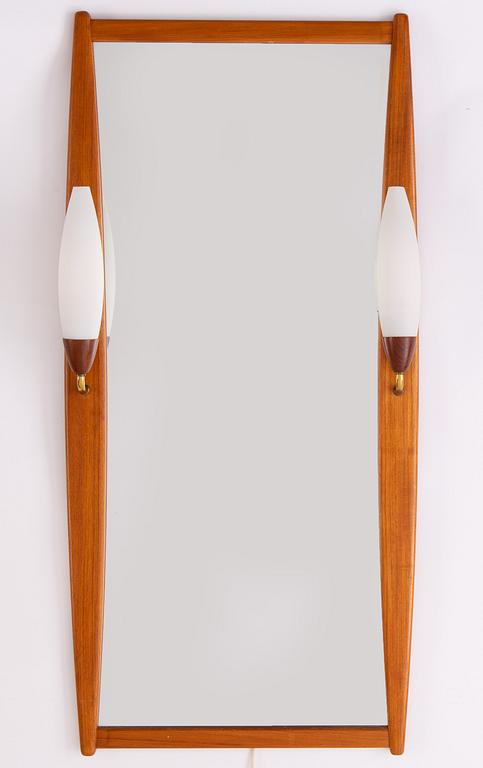 SPEGEL, med belysning, Nybrofabriken, 'Lydia', teak.