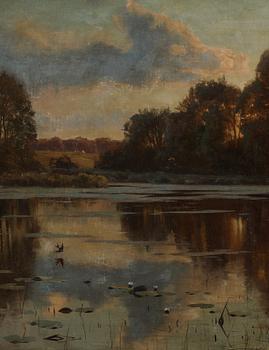 Peder Mork Mönsted, Sunset over a lake.