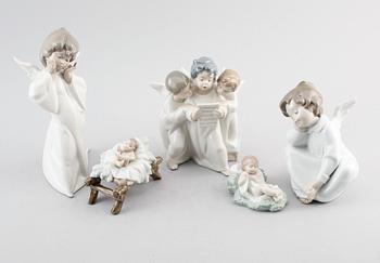 FIGURER, 5 st, porslin, Lladro, Spanien.