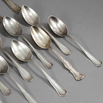 PARTI SILVER, 45 delar, mestadels Sverige, 1800-talets andra hälft- 1900-talets andra hälft, vikt ca 1140 g.