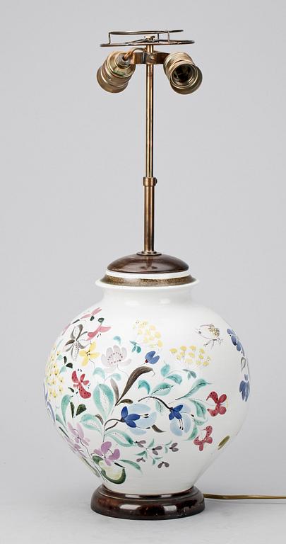 A Stig Lindberg faience table lamp, Gustavsberg Studio 1940's.