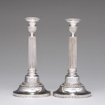 A pair of Swedish 18th century silver candlesticks, mark of Anders Fredrik Weise, Stockholm 1789.