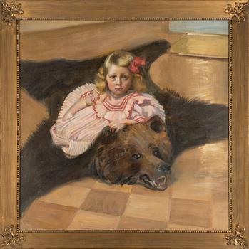 Akseli Gallen-Kallela, Young girl on a bear skin rug.