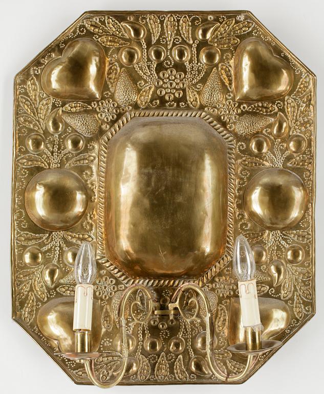 VÄGGPLÅT, mässing, barock, 1700-talets första hälft.