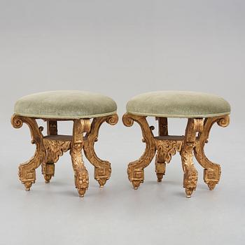 A pair of Swedish Baroque stools, attributed to  Burchard Precht, circa 1700.