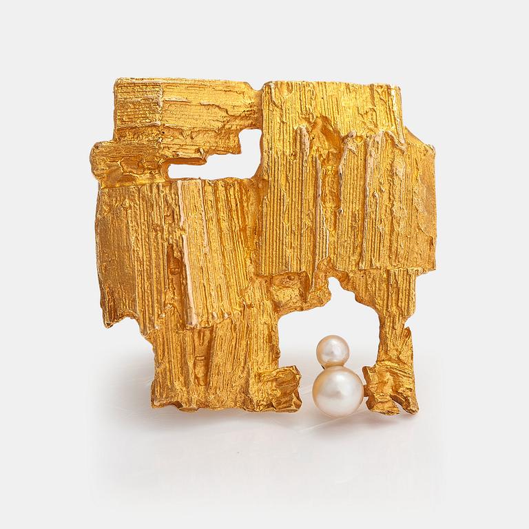 Björn Weckström, Brosch "Etude", 14K guld, odlade pärlor. Lapponia 1972.
