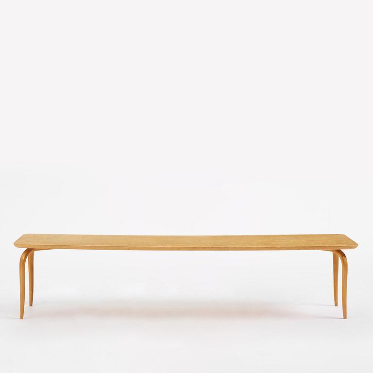 Bruno Mathsson, a birch bench/table, Firma Karl Mathsson, Värnamo, 1961.