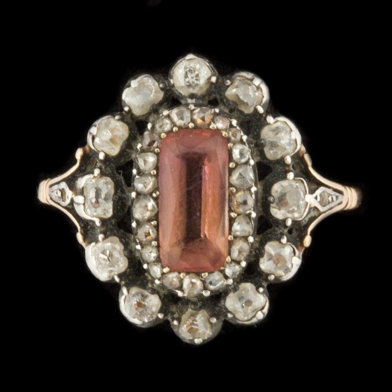 A topaz and rose-cut diamond ring. Made by W.A Bolin jeweller to the Swedish court, Stockholm 1928.