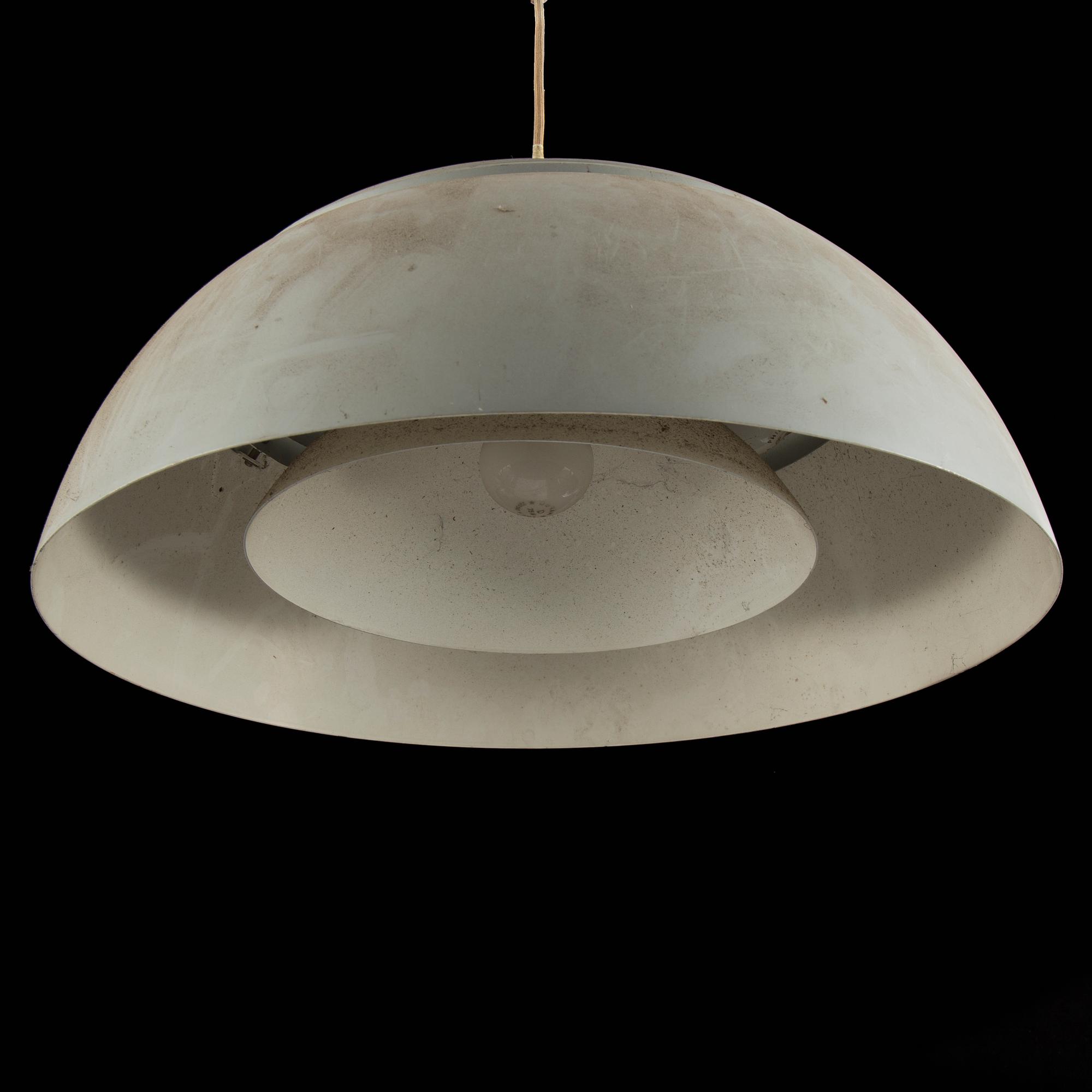 A 'AJ-pendeln' ceiling lamp by Arne Jacobsen for Louis Poulsen, Denmark.