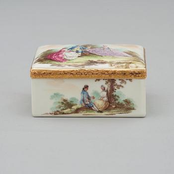 An 18th century enamel and copper snuff-box.