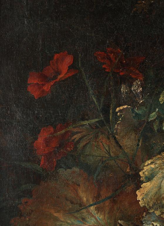 Abraham Jansz. Begeyn Attributed to, A flower piece with poppy, cornflower, butterfly and a snake.