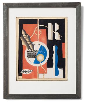 Fernand Léger After, "Le coquillage" pochoir, partly hand coloured by Erik Olson.