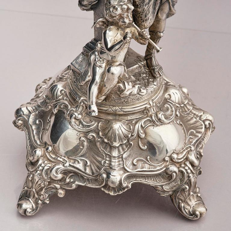 Lale Silverware & Co Ltd, femarmade kandelabrar, tre stycken, sterling silver, Istanbul, Turkiet 1900-tal.