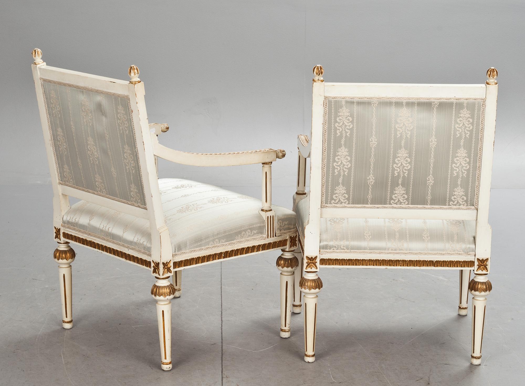 MÖBELGRUPP, 3 delar,  Louis XVI-stil, 1900-talets fösta hälft.