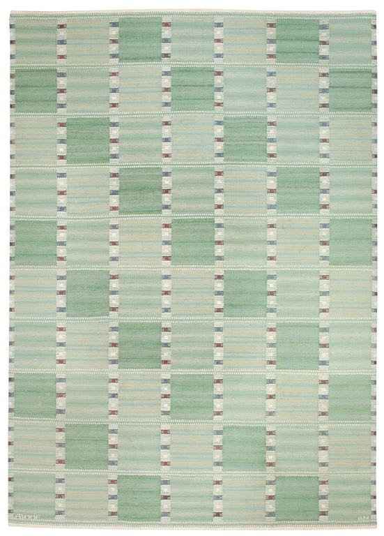 RUG. "Falurutan, grön Fabiola". Rölakan (flat weave). 261 x 185,5 cm.