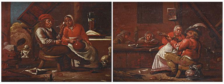 FRANCOIS DUCHATEL, ett par. Olja på pannå, den ena signerad med monogram.