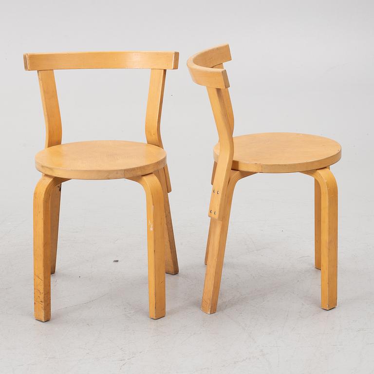 Alvar Aalto, Four model 68 chairs, Artek, Finland.