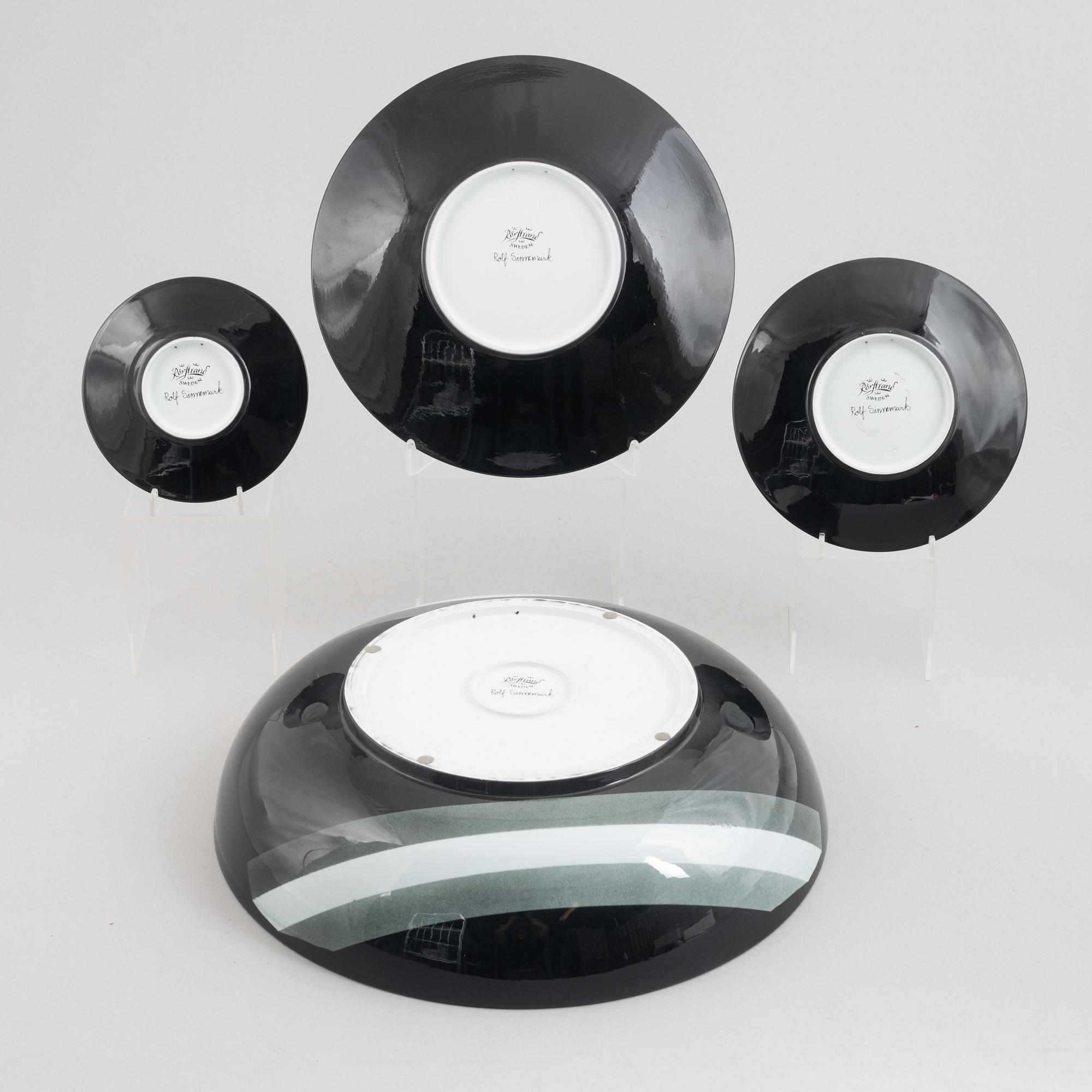 Rolf Sinnemark, three stoneware dishes and a bowl, 'Atlantis', Rörstrand.