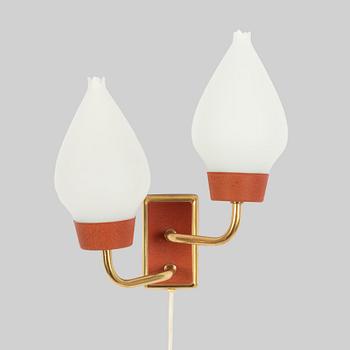 Vägglampor, 2 st snarlika, Swedish Modern, 1940-tal.