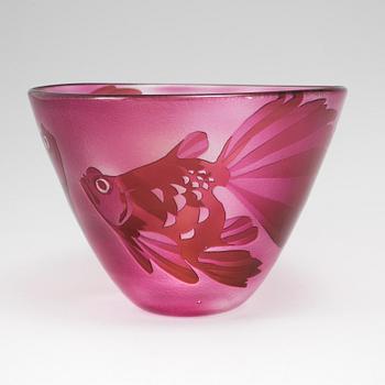 PAUL HOFF, a glass bowl from Kosta, signed.