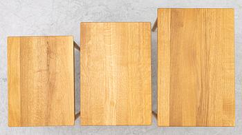 Hans J. Wegner, a 3 pieces nesting table, CH004, Carl Hansen & Søn, Denmark, contemporary.