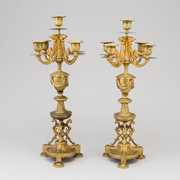 A pair of candelabra, bronze, neo-renaissance, ca 1900.