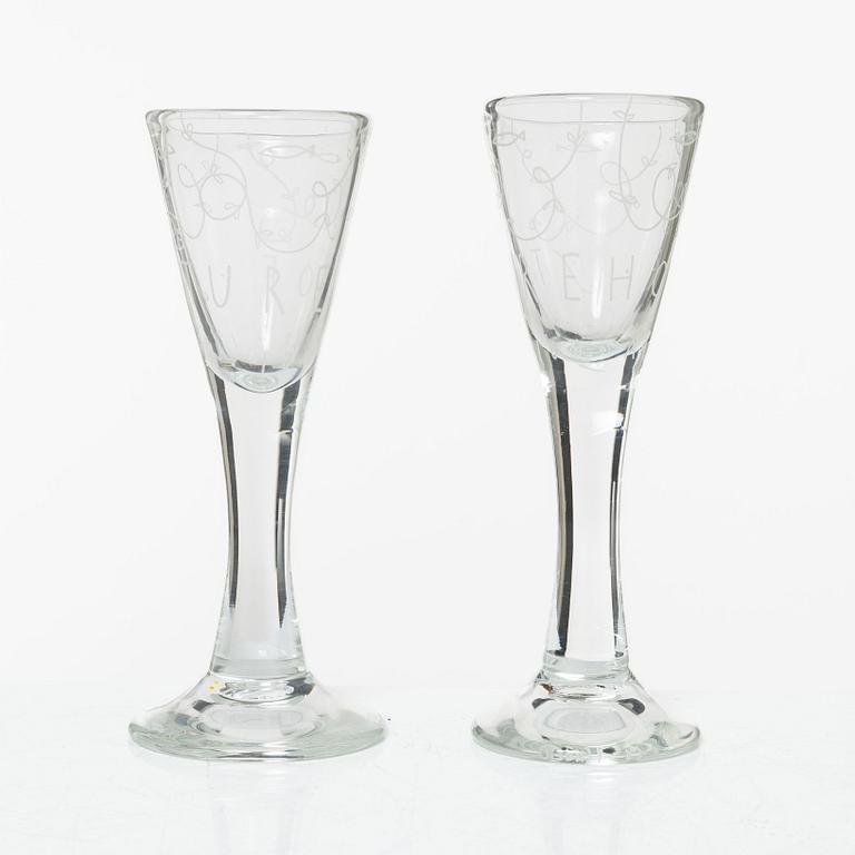 Jonas Bohlin, shot glasses, a pair, "One glass", Reijmyre, 1997.