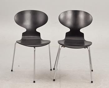 STOLAR, 3+3 st, "Myran", Arne Jacobsen,  Fritz Hansen, 1990-tal, etikettmärkta.