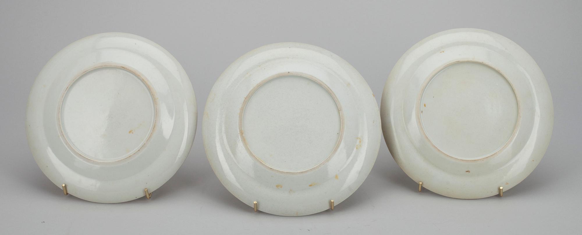 TALLRIKAR, 5 st, porslin, Kina 1700-tal.