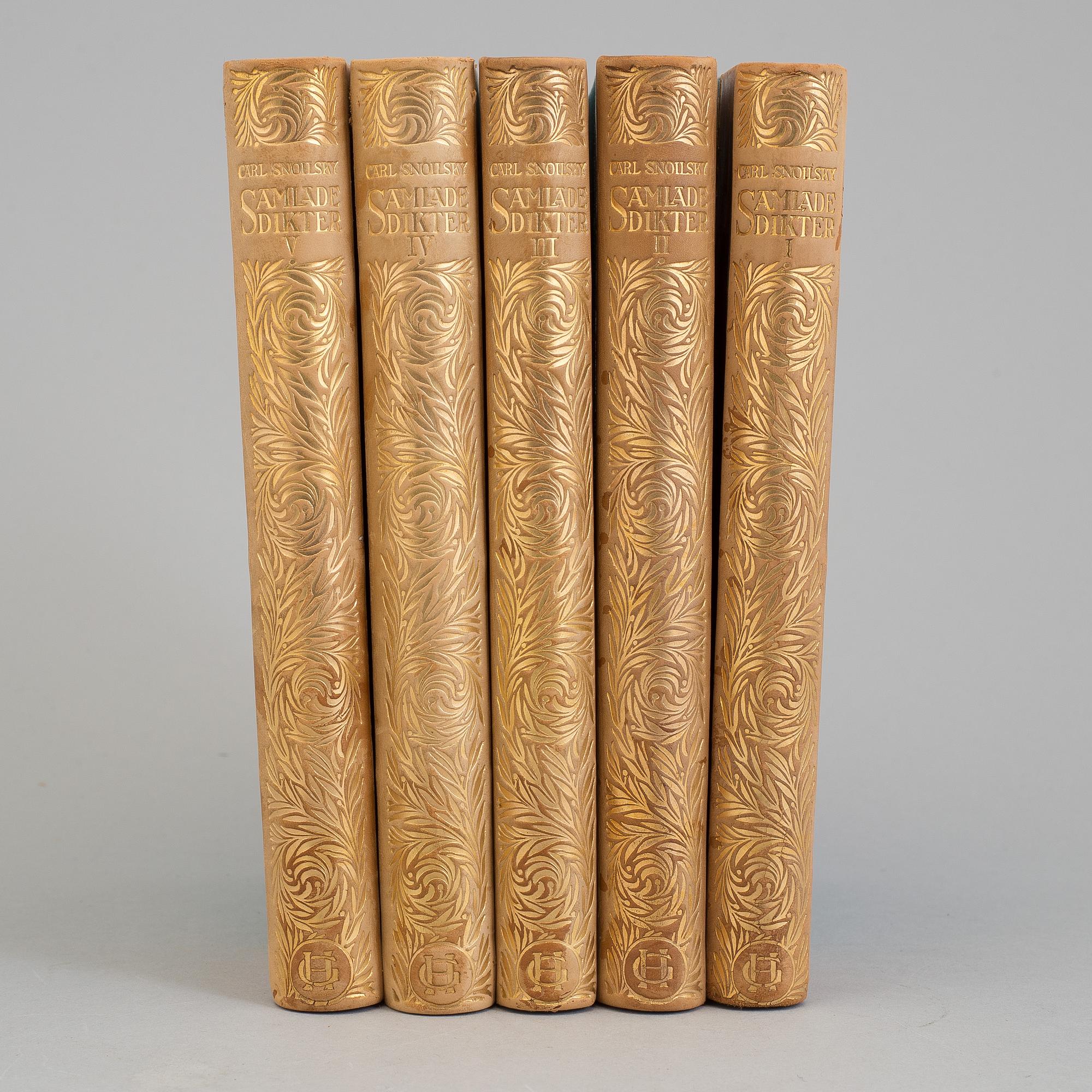 BÖCKER, 5 vol, Samlade dikter af Carl Snoilsky. I-V, 1903.
