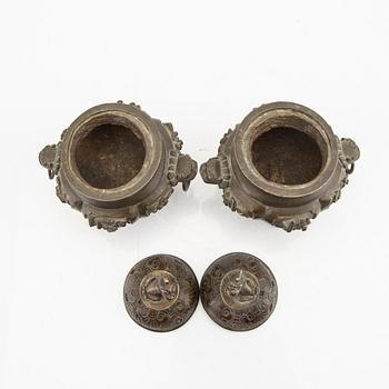 A pair of early 1900s bronze censers.