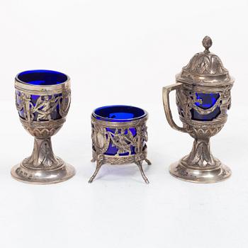 Table accessories, 3 pieces, silver, Louis XVI style, early 20th century.