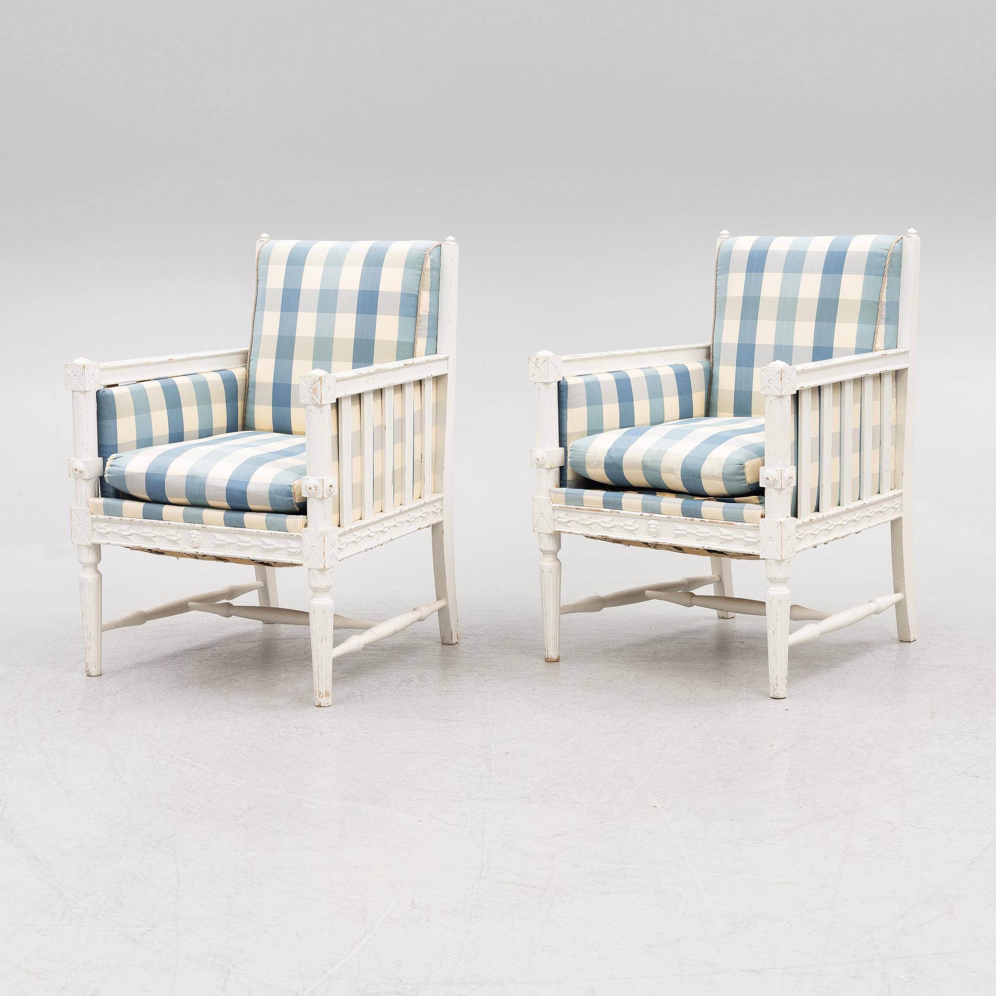 A pair of Gustavian style chairs, late 19th century.