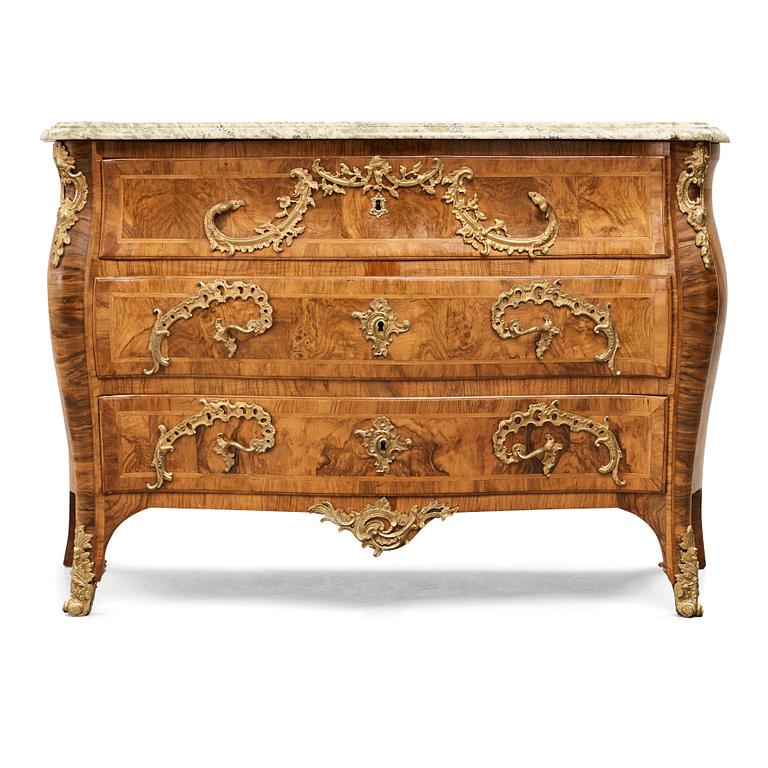 A Swedish Rococo commode by Christian Linning (master in Stockholm 1744-1779).