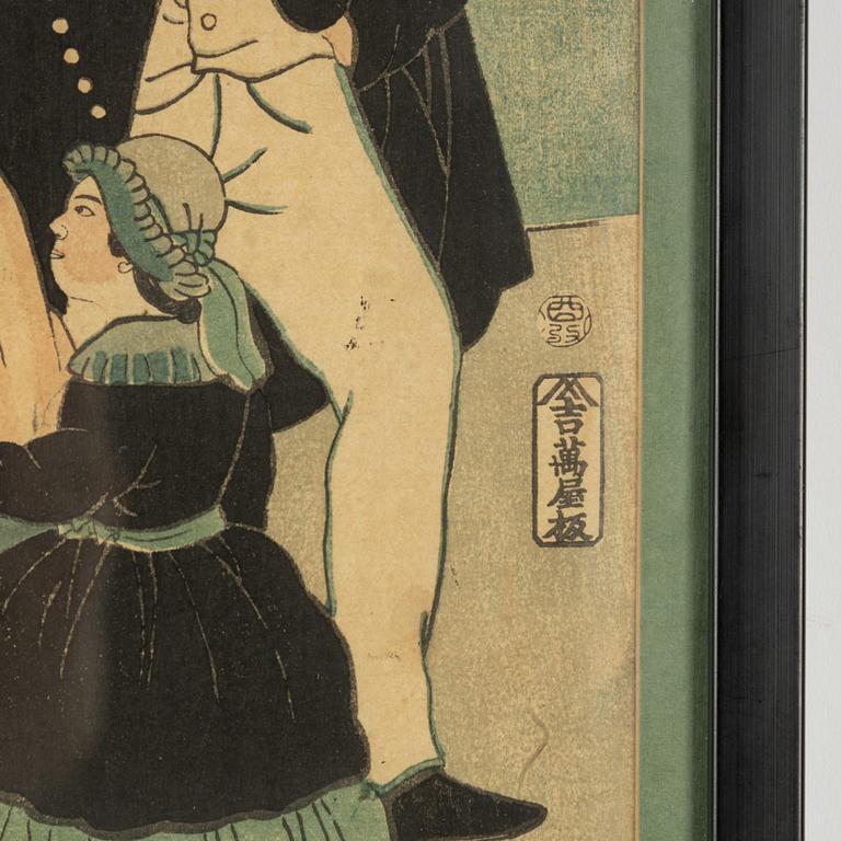 Utagawa Yoshikazu, träsnitt, 1800-tal.