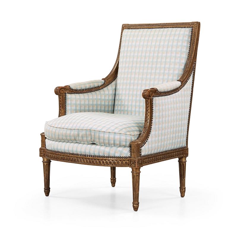 FÅTÖLJ SK BERGÈRE.  Frankrike, 1700-talets slut. Louis XVI.