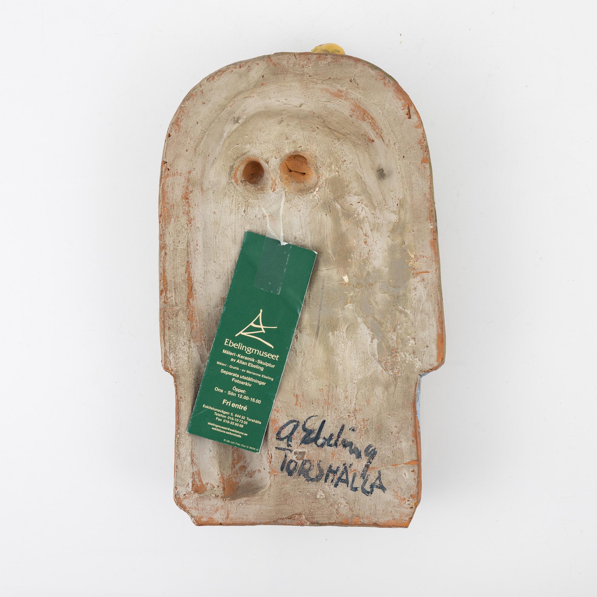 Allan Ebeling, väggrelief, stengods, signerad A Ebeling Torshälla.